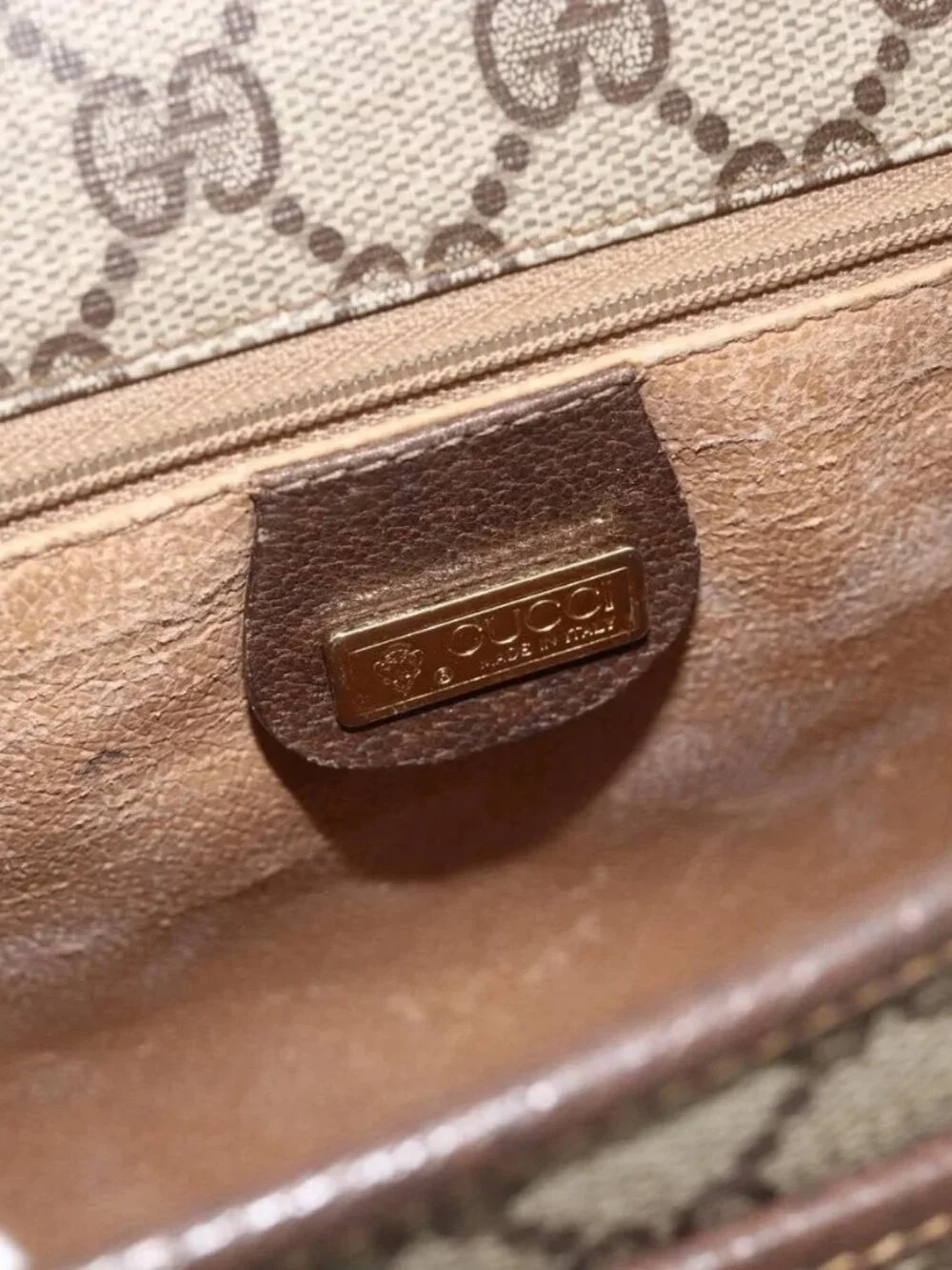 GUCCI GG Supreme Shoulder Bag PVC Beige Gold 001 116 0925 Auth 175362